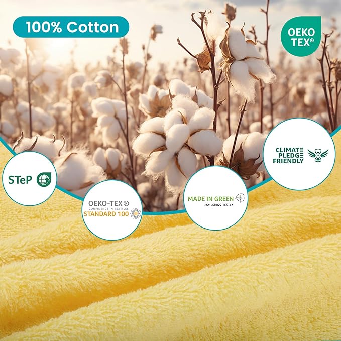 SEMAXE 12-Piece Family Bathroom Towel Set - 100% Cotton, 4 Bath Towels, 4 Hand Towels, 4 Washcloths, Ultra-Soft and Super Absorbent, Lighter Weight