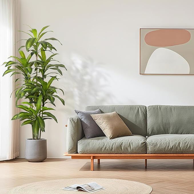 Artificial Dracaena Tree Indoor 5 FT Tall Fake Tree Artificial Tree Fake Yucca Potted Tree for Home Office Living Room Decor，Tall Artificial Plant for Housewarming