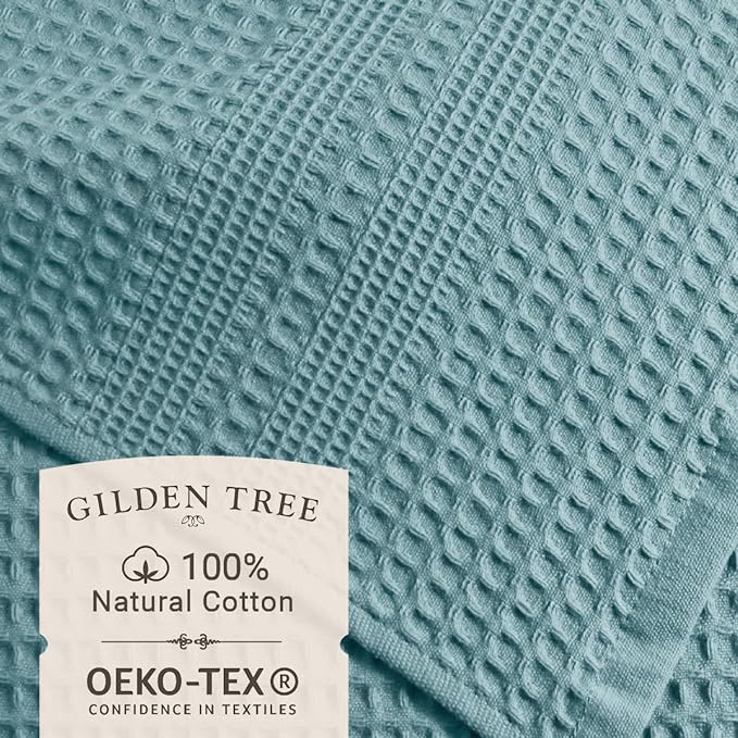 GILDEN TREE Waffle Bath Sheet Large Bath Towels Quick Dry Thin Body Towels, 40x80 Oversized Bath Towels for Adults, Classic Style (Seafoam)