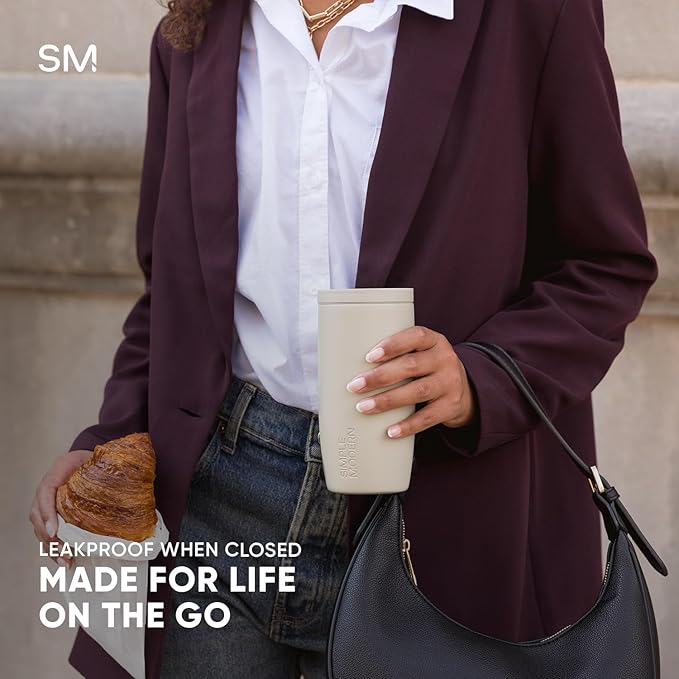 Simple Modern Travel Coffee Mug Tumbler with 360° Lid | Ceramic-Lined Insulated Stainless Steel Cold Brew Iced Coffee Cup | Gifts for Women Men Her Him | Voyager Signature | 16oz | Forest