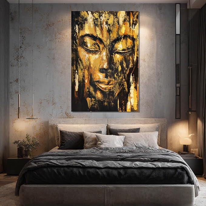 ZENPEE Black Large Wall Art, Gold Abstract Wall Art, Home Decorations for Living Room, Wall Decor for Bedroom Aesthetic, for Office, 24" x 36"