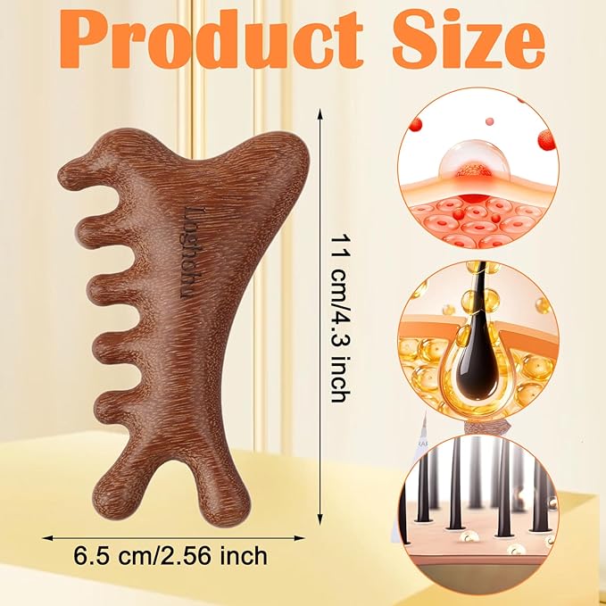 Hair Comb, Wooden Hair Comb Handmade Sandalwood Massager Comb for Men and Women, Long Hair and Short Hair