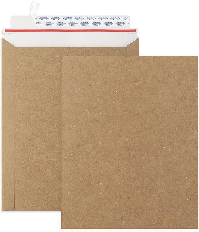 ValBox 9x11.5 Self Seal Photo Document Mailers 25 Pack Stay Flat Brown Cardboard Envelopes, 9.25 x 11.75 Inches
