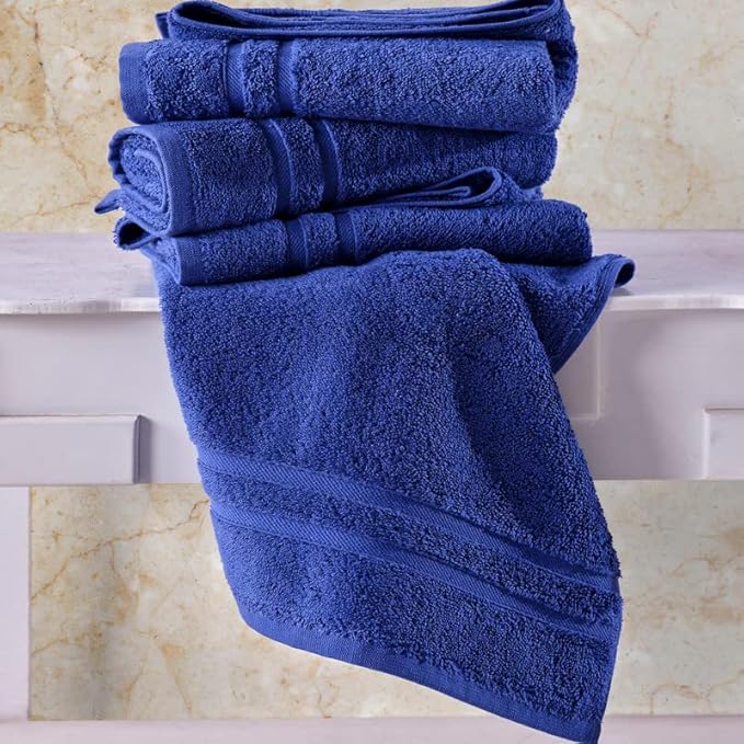 Hawmam Linen Royal Blue Hand Towels 4 Pack Turkish Cotton Premium Quality Soft and Absorbent Small Towels for Bathroom