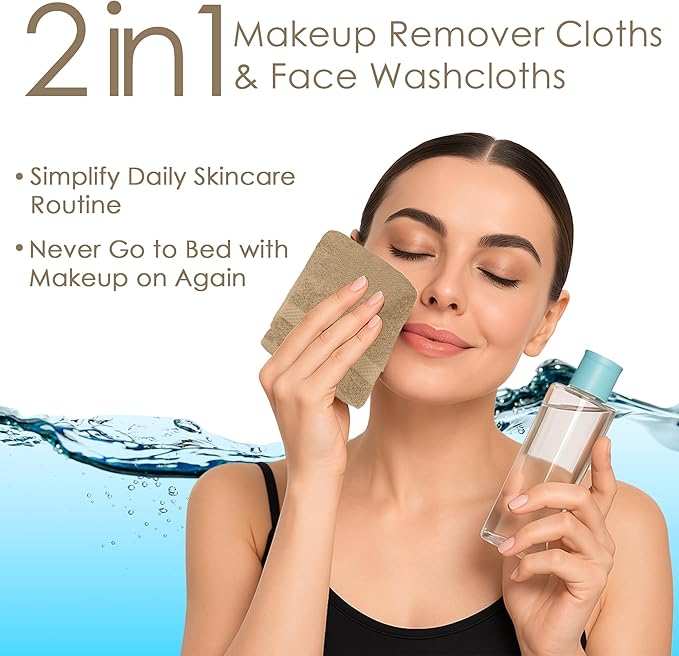 DAN RIVER 12-Pack Premium 100% Cotton TAN Face Towels – Reusable Face Towel Set, Soft & Absorbent wash Cloths for Body – Hand and Face Towels, 550 GSM (12x12 in)