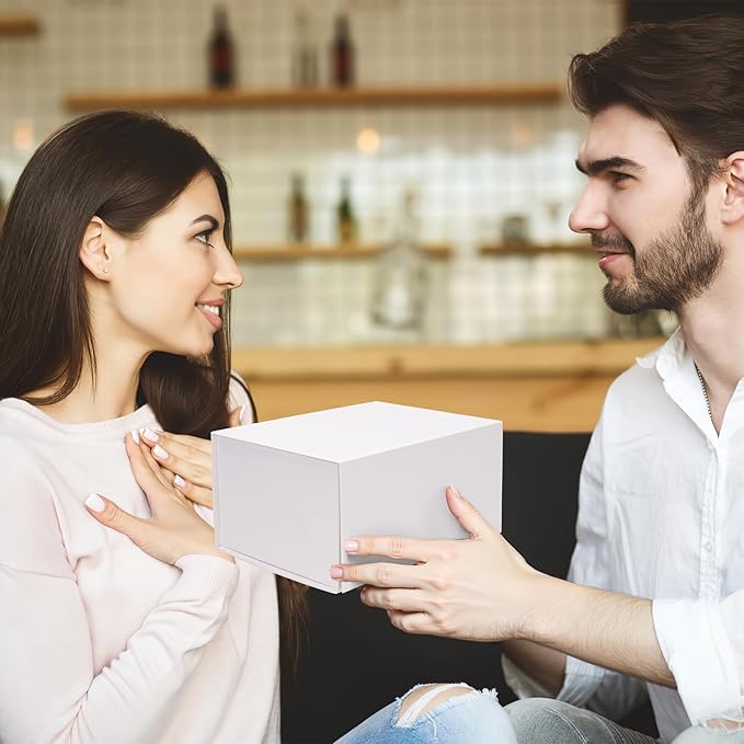 Schliersee 4Packs 8x6x4 White Gift Box with Magnetic Lids for Present, Magnetic Closure Gift Wrap Box for Wedding, Birthday