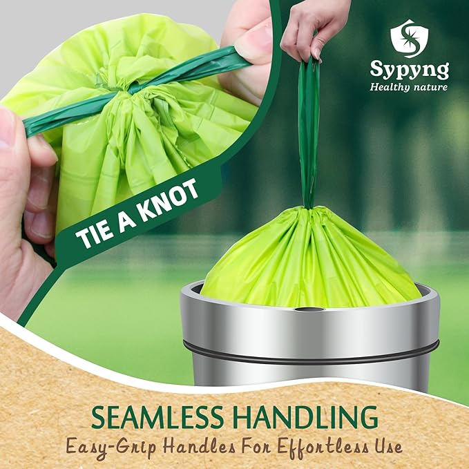 Compostable Trash Bags 6-8 Gallon (50-Pack) – Heavy Duty, 1.1 Mil Thick, 100% Biodegradable Kitchen Waste Bags for Medium Bins | ASTM D6400, BPI & OK Compost HOME Certified, Eco-Friendly & Recyclable