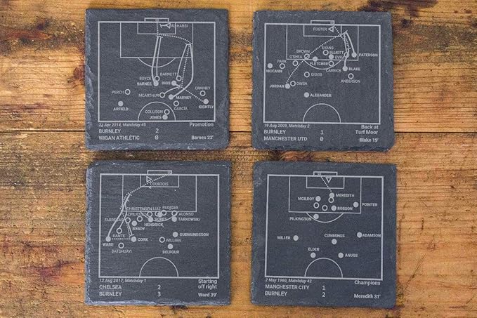 Greatest Burnley Plays: Slate Coasters (Set of 4) | Best Gift Idea for Sports Lovers | Burnley Historic Moments Gifts
