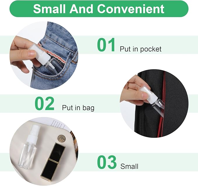 6 Pcs 20 Ml Empty Spray Bottle, Clear Sprays Bottles Small Plastic Fine Mist Spray Bottles, Travel Sprays Bottle Reusable Containers for Travel Perfume Cosmetics Cleaning Care