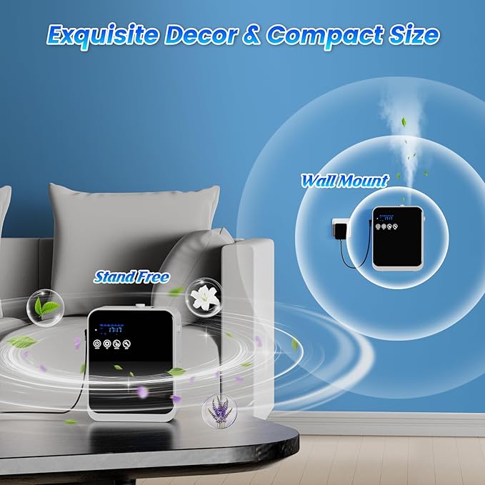 Waterless Essential Oil Diffuser,250ml Aromatherapy Scent Air Diffuser with Smart APP & Touch Screen|Whole House Large Room Oil Diffuser for Home,Office & Hotel Collection,Covers 1500 sq.ft–Black