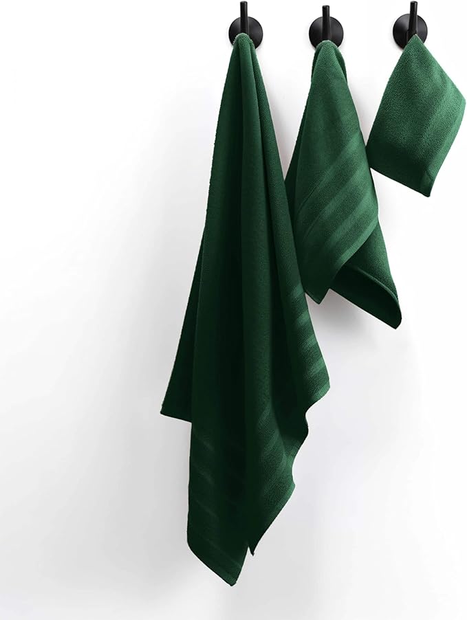 Hearth & Harbor Bath Towels for Bathroom - 100% Ring Spun Cotton Luxury Bathroom Towels - Soft & Highly Absorbent Bath Towels Set, 6 Piece Set, Hunter Green