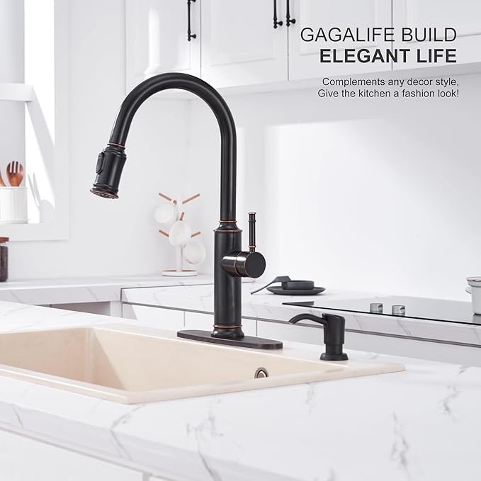 GAGALIFE Soap Dispenser for Kitchen Sink, ABS in Counter Soap Dispenser(Oil Rubbed Bronze), with 17 Ounce Large Pet Soap Bottle, Refill from The Top, Venetian Bronze