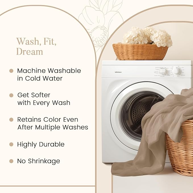 800TC 100% Egyptian Cotton Twin Size Sheets Set, Twin Bed Sheets Luxury Hotel Collection Fully Elasticated Sheet & Pillowcase Sets, Machine Washable No Pill Fade Resistant-Linen