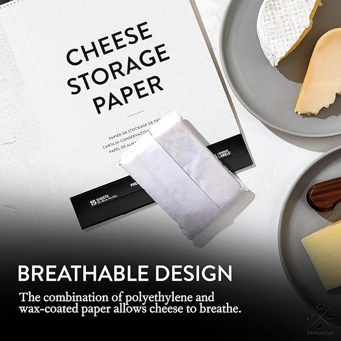 Formaticum 45-Pack Cheese Storage Wax Coated Paper - Porous Wax Sheets From France - Keep Cheese or Charcuterie Fresh - Professional Grade Cheese Paper for Wrapping Cheese - 11 x 14