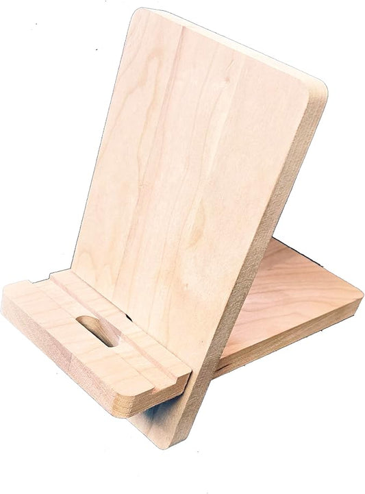 Foggy Bottom Woodworks LLC Unfinished Basswood Smart Phone Stand for Viewing & Charging, 3-Pack