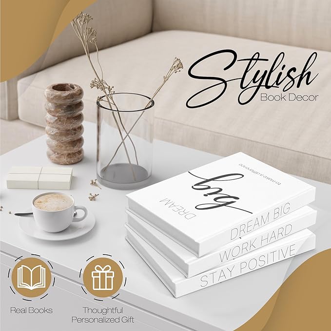 Decorative Books for Home Decor - Faux for decoration Coffee Table | Book Shelf Decor | Entryway | Console Table - Modern Luxury Designer Books Decor Set - Decorative for Display