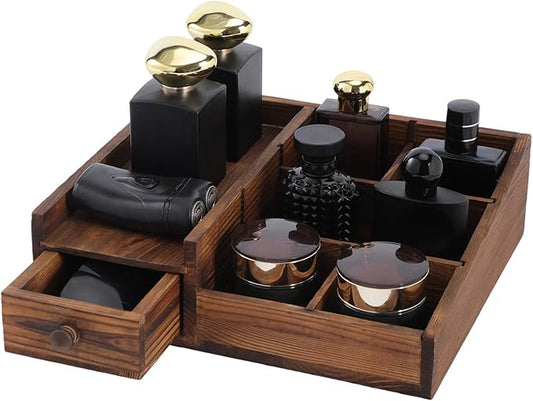 Organizer for Men,Bathroom Countertop Organizers,Perfume Organizer,Cologne Organizers,Bathroom Storage,Restroom Organization,Perfume Stand,GIFS for Men,Adjustable Partition(Bourbon Brown)