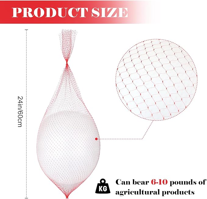 100 Pcs Reusable Produce Mesh Bags,24 Inch Seafood Boil Bags for Crab, Shellfish Cooking, Breathable Onion Potato Storage Net Bag for Vegetables Fruits Seafood