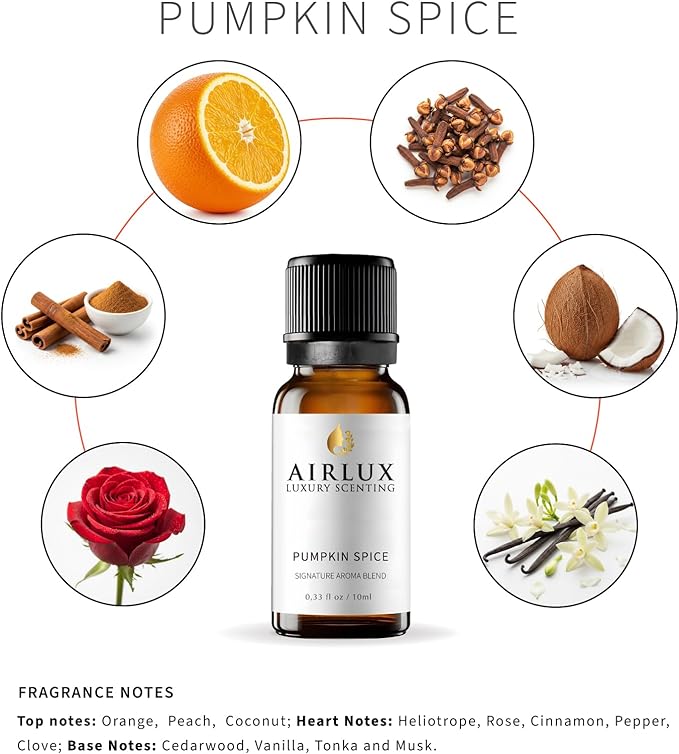 Signature Aroma Oil No. 181 Pumpkin Spice– Aroma Oil for Cold Air & Waterless Diffusers and DIY Crafts – 10 mL, 0.34 fl oz Glass Bottle