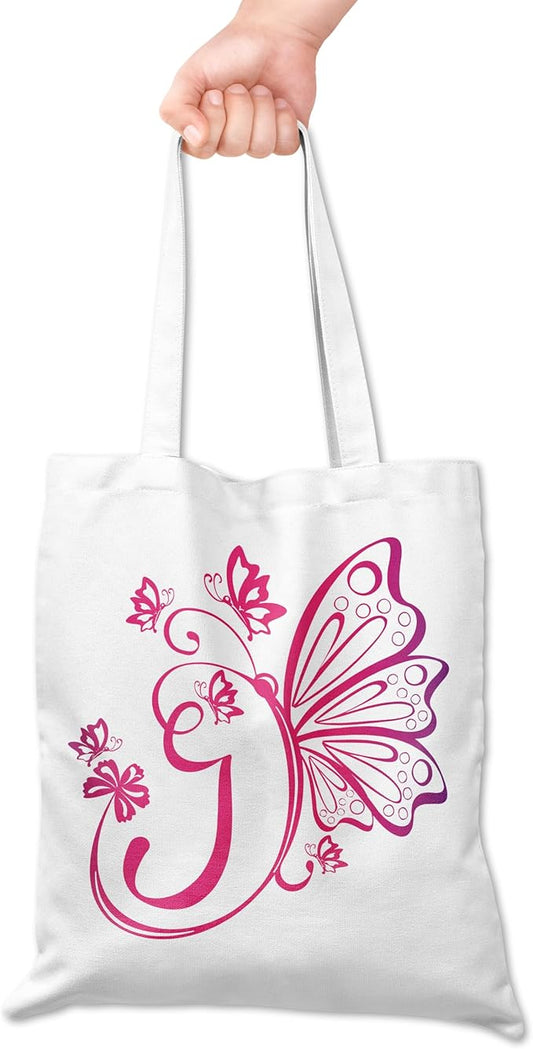 Grace Yonks Butterfly Monogram Canvas Tote Bags with The Letter