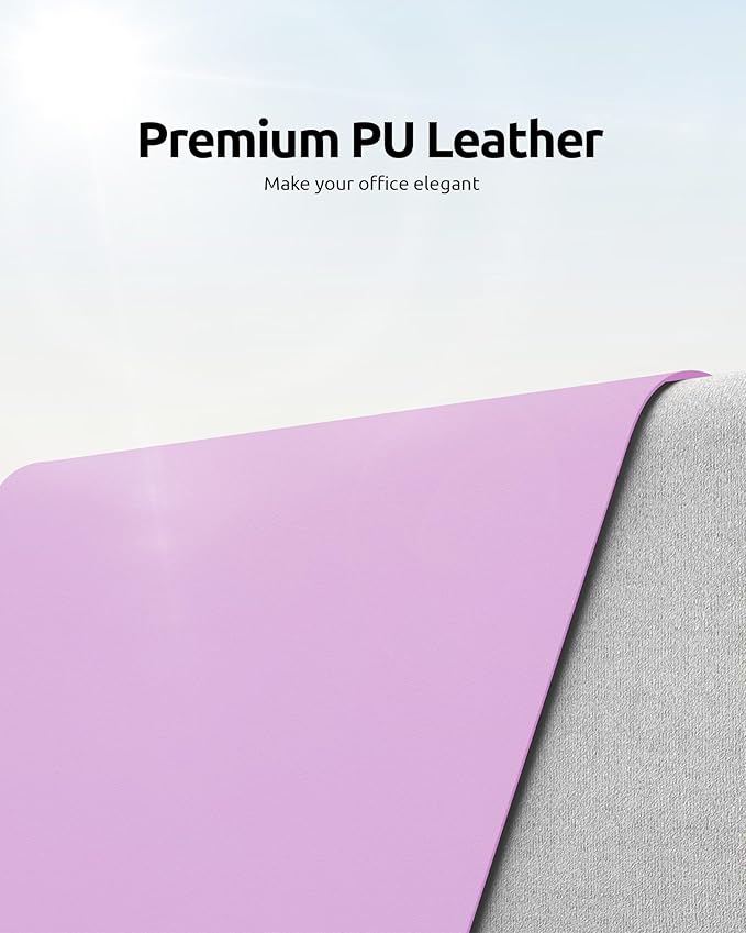 YSAGi Leather Desk Pad Protector, Office Desk Mat, Large Mouse Pad, Non-Slip PU Leather Desk Blotter, Laptop Desk Pad, Waterproof Desk Writing Pad for Office and Home (Taro Purple, 23.6" x 13.8")