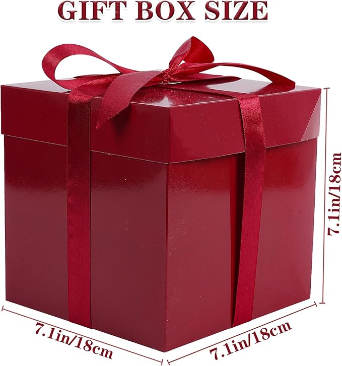 Jaywayang 5 Pack Assorted Color Gift Boxes with Lids, Ribbons and Tissue Papers Square Gift Boxes - 7.1 Inch - Christmas Presents Wrapping Birthday Decoration Party Favor Boxes.