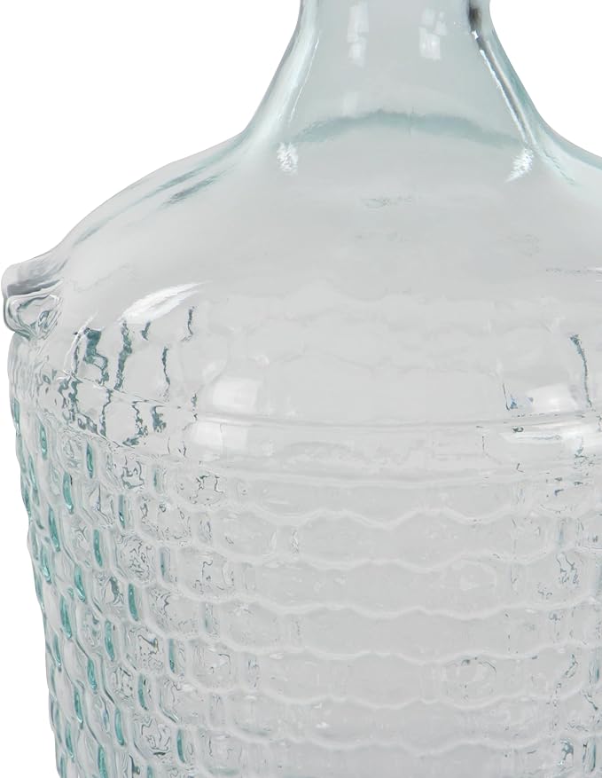 Deco 79 Recycled Glass Decorative Vase Spanish Bottle Centerpiece Vase with Bubble Texture, Flower Vase for Home Decoration 10" x 10" x 17", Blue
