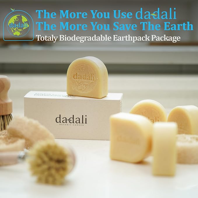 dadali Solid Dish Soap Bar 25oz | Zero Waste, Plastic-Free, Biodegradable Natural Dish Soap Block | Gentle for Sensitive Hands | Vegan Eco-Friendly Cleaner for Dishes, Fruits & Vegetables