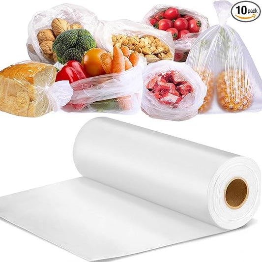 12" x 16" Plastic Produce Bags Roll, Fresh-Keeping Disposable Food Bags, Clear Plastic Bags for Food, Bread, Refrigerator Storage, Kitchen, Supermarket, Pack of 3500 Storage Bags (10 rolls)