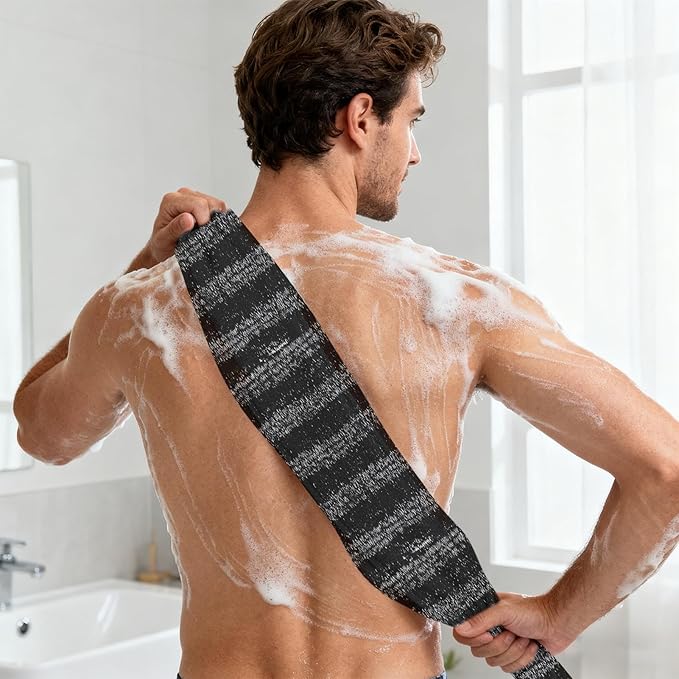 Bathroom Bath Towel, Soft Scrubber, Quick Dry Absorbent Fabric, Long Handle Back Scrub, Personal Care Tool for Shower Tub Sauna Home Daily Family Women Friends