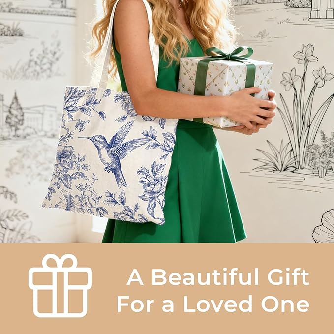 Cute Aesthetic Canvas Tote Bag for Women, Reusable Foldable Shopping Cotton Shoulder Totebag with Zipper Pocket