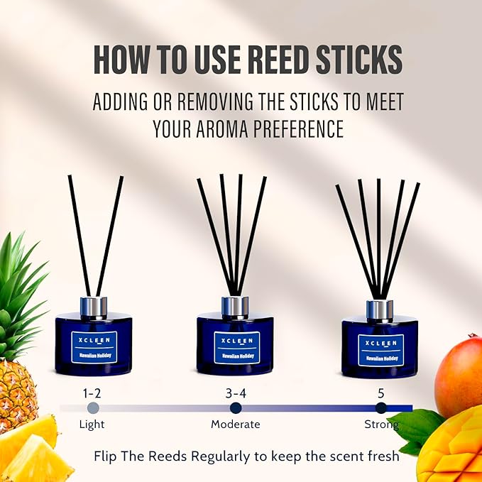 Reed Diffuser Set, 6.7 Oz Hawaiian Holiday Scented Reed Diffuser, Home Fragrance Oil Diffuser with Sticks, Great Air Fresheners for Bathroom