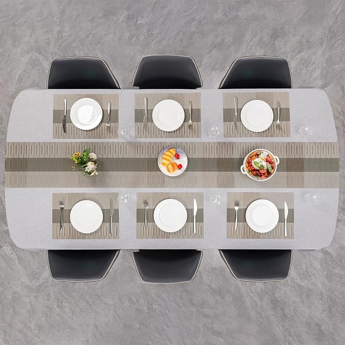 Placemats Set of 4, Vinyl Woven Place Mats Indoor Set of 4 Washable Wipeable PVC Table Mats Heat-Resistant Non Slip Placemat for Kitchen Dining Outdoor Table (Gray Dark Gray, Set of 4)