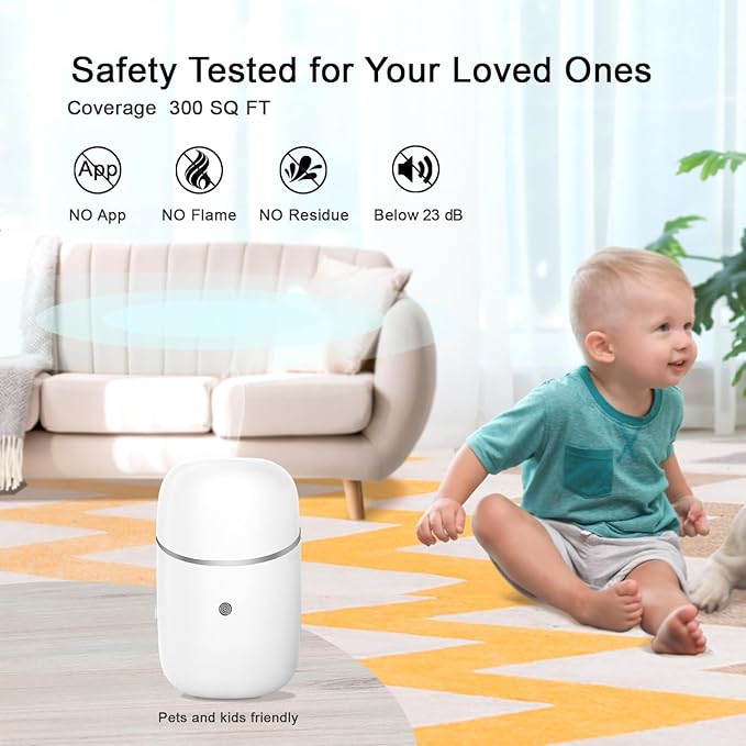 Essential Oil Diffuser, Plug in Waterless Diffuser with Night Light Small Aroma Diffuser Scent Air Machine, Compatible with 10ml of 100% Pure Essential Oil, Aromatherapy Diffusers for Home, Office