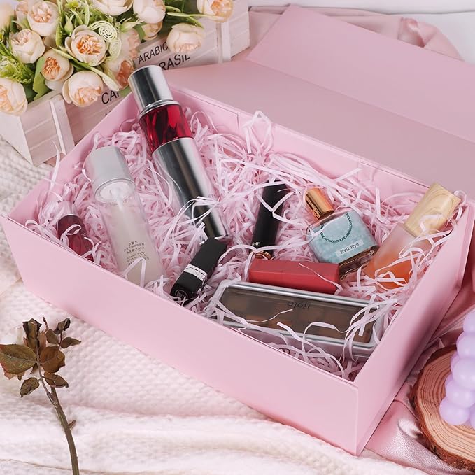 Pink Gift Box with Magnetic Lids 13.8x8.3x4.4 in, Large Present Box for Bridesmaid Proposal Wedding Mother's Day 1 Pack