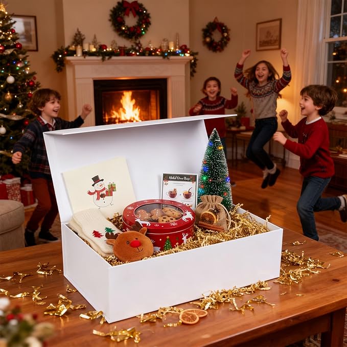 VGOODALL White Gift Box, 14x8.7x4.3 inches Gift Boxes For Presents With Lids and Magnetic Closure Collapsible For Bridesmaid Proposal, weddings, Anniversary Present