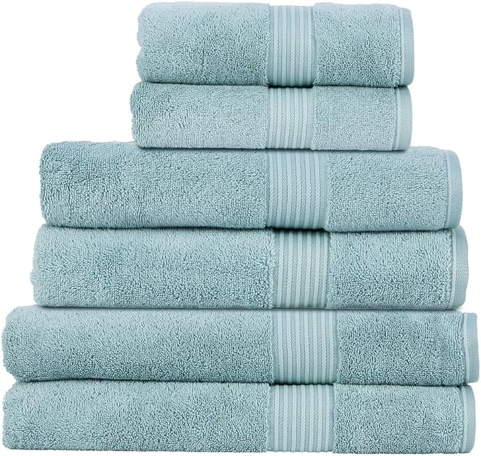 Christy Supreme Hygro Family Towel Set | Mineral Blue | 100% Luxury Supima Cotton | Ultra Soft | Super Absorbent | 650GSM | 2 Bath Sheets 2 Bath Towels 2 Hand Towels
