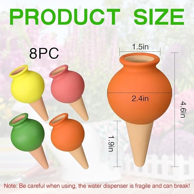 8Pcs Terracotta Self Watering Devices Premium Self Ceramic,Automatic Watering Water Seepage Device for Vacation Care,Garden/Office/Outdoor/Indoor Plant Decoration