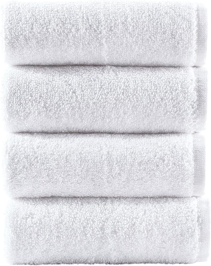 Washcloth Linen Set Premium Original Turkish Cotton, Hotel Quality for Maximum Softness & Absorbency Face Towels for Hand, Kitchen & Cleaning (White Washcloths Set)