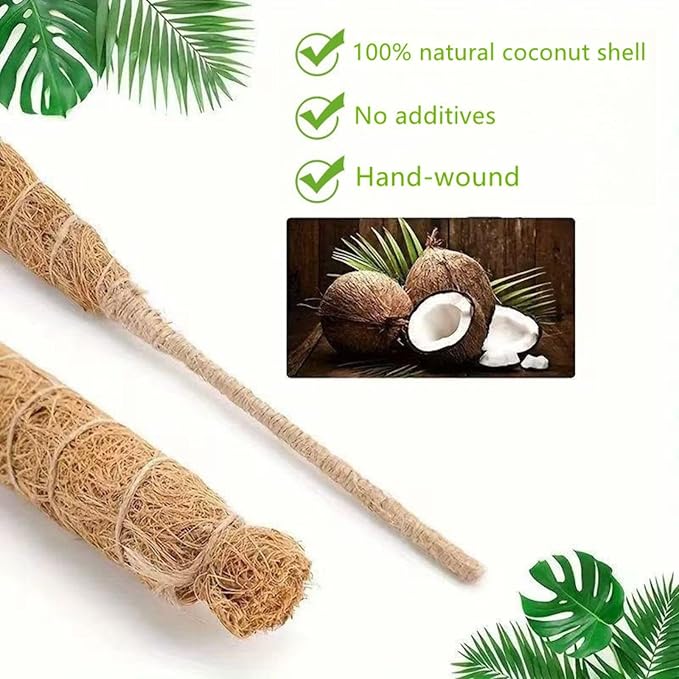 Moss Pole,2 Pack 27 Inch Monstera Plant Support, Upgraded 7mm Aluminum core Moss Poles for Climbing Indoor Plants DIY, Coco Coir Plant Pole Moss Plant Stick Support Stake Kit for Potted Plants Pothos
