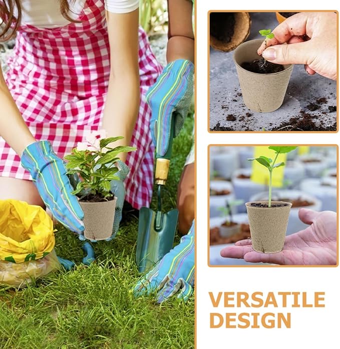 Biodegradable Paper Plant Pots with Drainage Nursery Seedling Starter for Outdoor Gardening Lightweight Germination Pots with Garden Labels