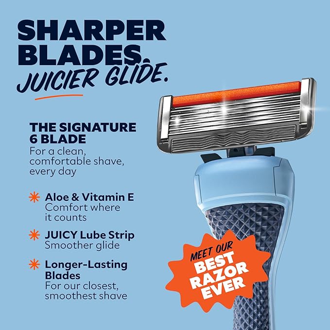 Dollar Shave Club | The Guest Pass Shave Set | 2 Extra Close Refill Cartridges, 1 Handle (Blue), 1 Razor Cover, Razors for Men