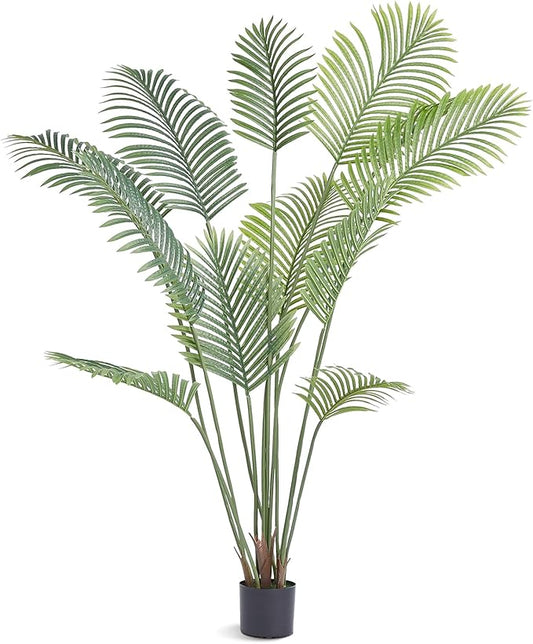 VEVOR Artificial Palm Tree, 6 FT Tall Faux Plant, Secure PE Material & Anti-Tip Tilt Protection Low-Maintenance Plant, Lifelike Green Fake Tree for Home Office Warehouse Decor Indoor Outdoor