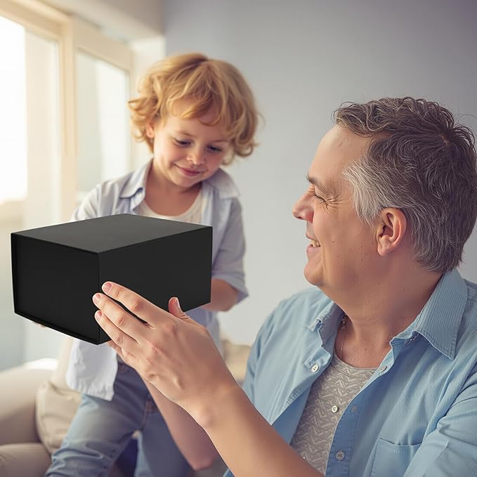 Ditwis 4 Pack 8x6x4 Inches Gift Boxes with Magnetic Closure Lids, Black Magnetic Box for Wedding, Groomsmen Bridesmaid Proposal, Birthdays, Mother's Day