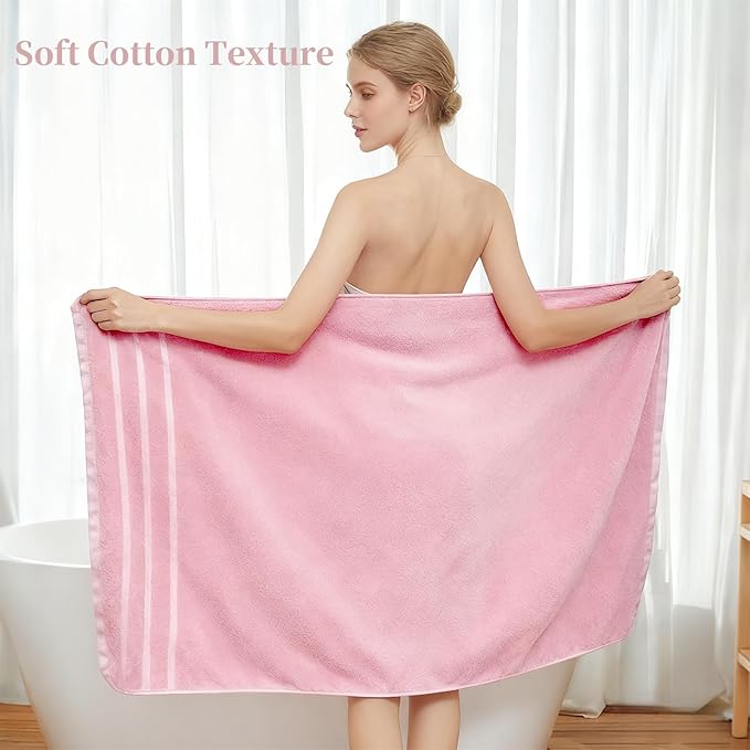 Cotton Bath Towel – Large 30x60 Inches, Soft, Thick & Absorbent Towel for Bathroom, Spa, or Home Use (Pink, 2 Pack – 30"x60")