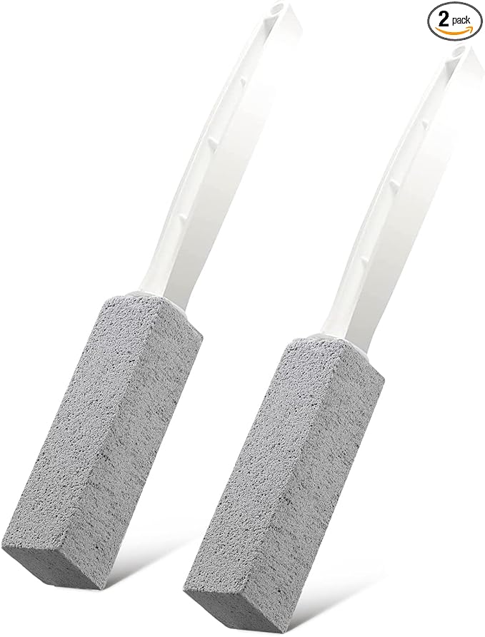 2 Pack Toilet Cleaner Hard Water Build up Remover with Ergonomic Handle, Toilet Bowl Stain Ring Remover, Pumice Cleaning Stone with Handle for Kitchen/Bathroom/Pool/Household Cleaning
