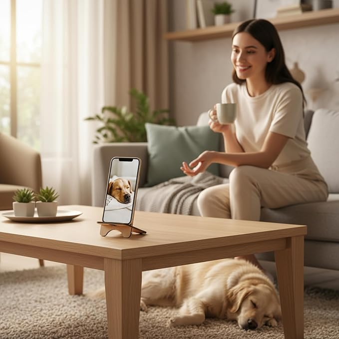 Design Your Own Phone Stand Personalized Wooden Holder Custom Pet Name Engraved Handmade Desk and Home Accessory Gift (Fetching Full Battery)