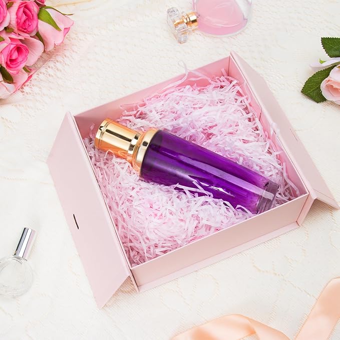 CHARMGIFTBOX Gift Boxes with Lids, 9x9x3 Inch Pink Gift Box with Ribbon Card Fancy Gift Wrap Boxes for Anniversary, Bridesmaid Proposal, Bridal Showers, Weddings, Girlfriend, Valentine's Day