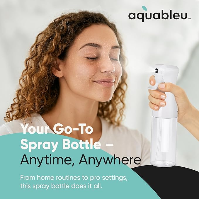 Aquableu Spray Bottle for Hair – Continuous Mist Spray Bottle for Hair Care, Styling, Cleaning, Plants, Pets & Essential Oils (Pack of 2 - Clear, 6.76oz/200ml)