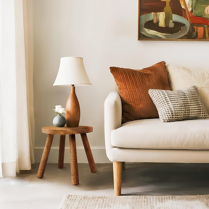 Round Solid Wooden Step Stool,Plant Stool Indoor,11.8” Height, Plant Stand for Kitchen, Bedroom, Bathroom, Livingroom (Walnut, 11.8inch)